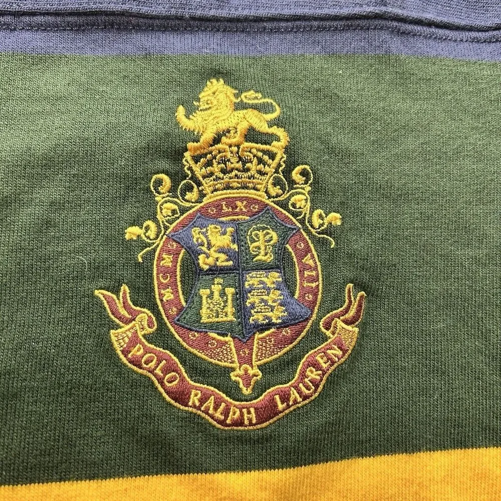 Vintage Polo Ralph Lauren Sweatshirt Men's Size M Color Block Crest Striped Logo